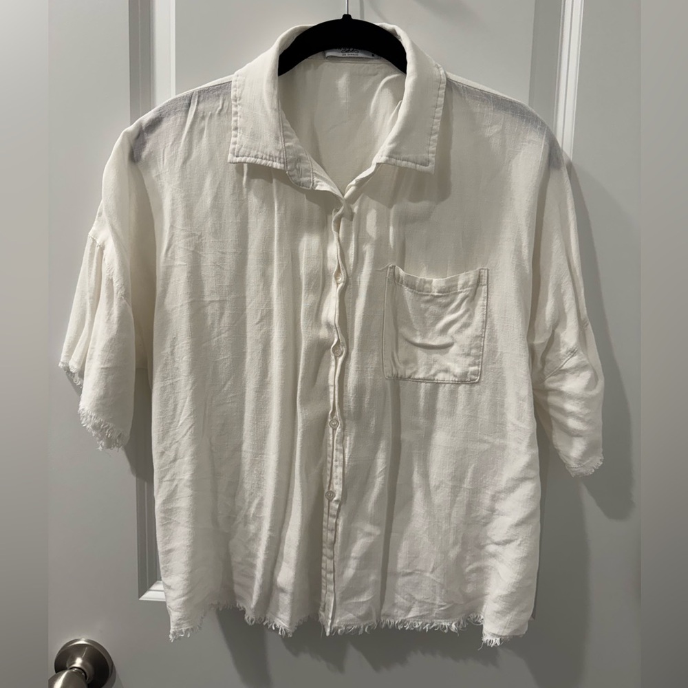 Carly Jean Los Angeles Cream Button Down Shirt